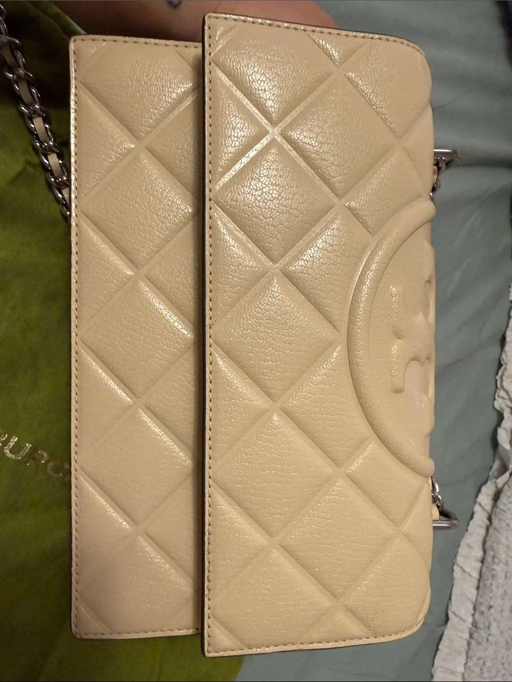 Tory Burch Small Fleming Shoulder Bag in vanilla soft serve color